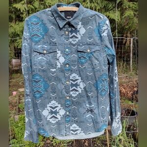 ASOS Blue and Gray Geometric Shirt